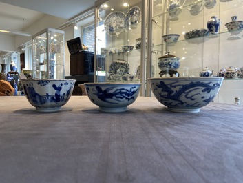 Zes Chinese blauw-witte kommen, Transitie periode en Kangxi