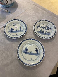 Three Chinese blue and white ko-sometsuke plates for the Japanese market, Transitional period