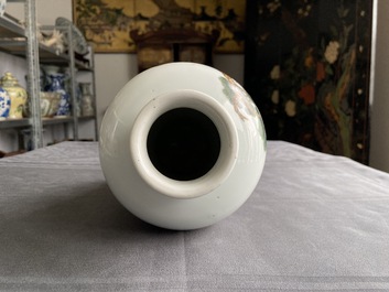 A Chinese qianjiang cai 'meiping' vase with cranes, Republic