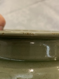 A Chinese Yaozhou celadon tripod censer, Song or later
