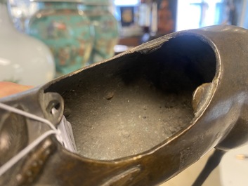 A Chinese bronze deer-shaped censer, Kangxi