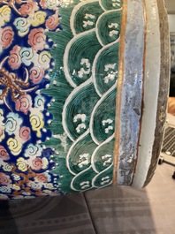 A pair of large Chinese famille rose 'dragon' vases, 19th C.