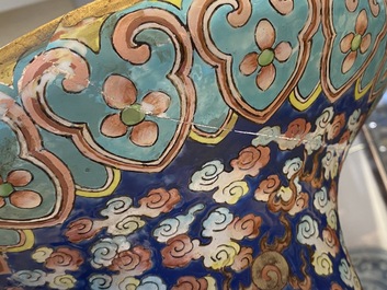 A pair of large Chinese famille rose 'dragon' vases, 19th C.