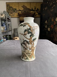 A Chinese qianjiang cai 'meiping' vase with cranes, Republic