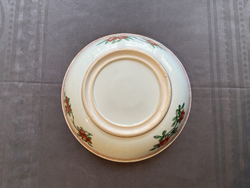 A Chinese famille verte dish with floral design, Kangxi