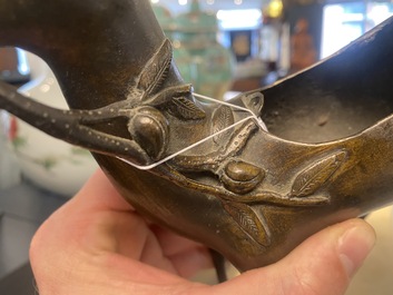 A Chinese bronze deer-shaped censer, Kangxi