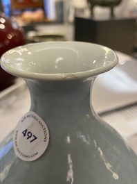 A Chinese monochrome clair-de-lune-glazed 'yuhuchunping' vase, 19th C.