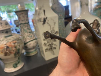 A Chinese bronze deer-shaped censer, Kangxi
