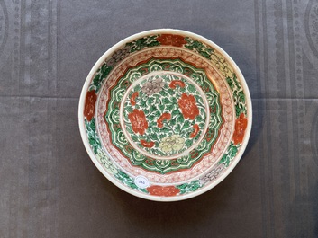 A Chinese famille verte dish with floral design, Kangxi