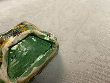 A Chinese crab-shaped sancai-glazed 'egg and spinach' brush washer, Kangxi