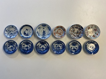 Thirty-six Chinese mostly blue and white saucers and thirty-two cups, Kangxi and later
