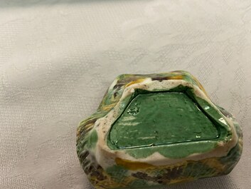 A Chinese crab-shaped sancai-glazed 'egg and spinach' brush washer, Kangxi