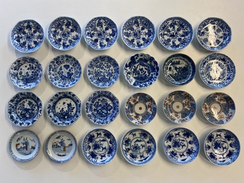Thirty-six Chinese mostly blue and white saucers and thirty-two cups, Kangxi and later