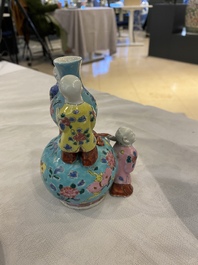 A Chinese famille rose double gourd vase with three boys, Qianlong