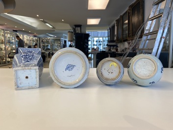 Eight Chinese blue and white vases, Kangxi and later