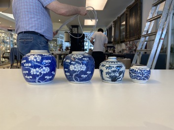 Eight Chinese blue and white vases, Kangxi and later