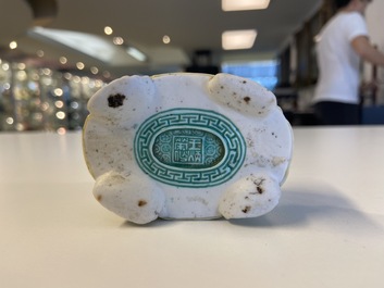 A Chinese verte biscuit incense holder, 19th C.