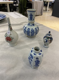 Four Chinese blue and white, famille rose and famille verte vases, Kangxi/Yongzheng