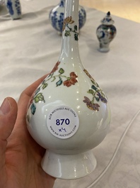 Four Chinese blue and white, famille rose and famille verte vases, Kangxi/Yongzheng