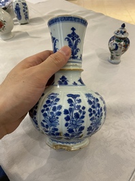 Four Chinese blue and white, famille rose and famille verte vases, Kangxi/Yongzheng