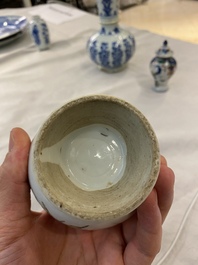 Four Chinese blue and white, famille rose and famille verte vases, Kangxi/Yongzheng