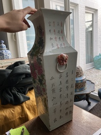 A square Chinese qianjiang cai vase and a 'star god' figure, 19/20th C.