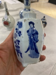 Four Chinese blue and white, famille rose and famille verte vases, Kangxi/Yongzheng