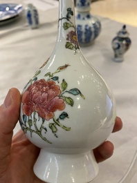 Four Chinese blue and white, famille rose and famille verte vases, Kangxi/Yongzheng