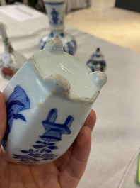 Four Chinese blue and white, famille rose and famille verte vases, Kangxi/Yongzheng