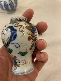 Four Chinese blue and white, famille rose and famille verte vases, Kangxi/Yongzheng