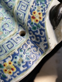A square Chinese qianjiang cai vase and a 'star god' figure, 19/20th C.