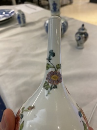 Four Chinese blue and white, famille rose and famille verte vases, Kangxi/Yongzheng