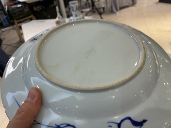 A pair of Chinese blue and white 'Xi Xiang Ji' dishes, Yongzheng