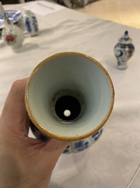 Four Chinese blue and white, famille rose and famille verte vases, Kangxi/Yongzheng