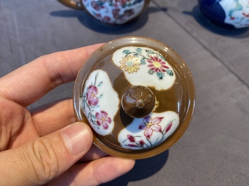 Two Chinese famille rose teapots and covers, Yongzheng/Qianlong