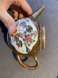 Two Chinese famille rose teapots and covers, Yongzheng/Qianlong