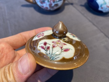 Two Chinese famille rose teapots and covers, Yongzheng/Qianlong