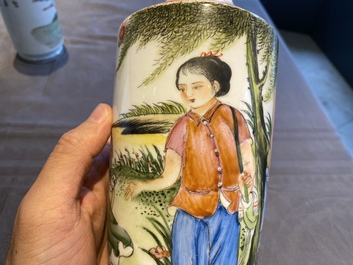 Three Chinese vases with Cultural Revolution design, one dated 1972