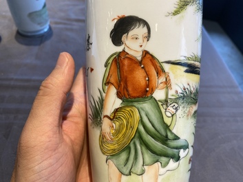 Three Chinese vases with Cultural Revolution design, one dated 1972