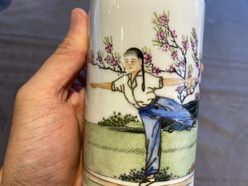 Three Chinese vases with Cultural Revolution design, one dated 1972
