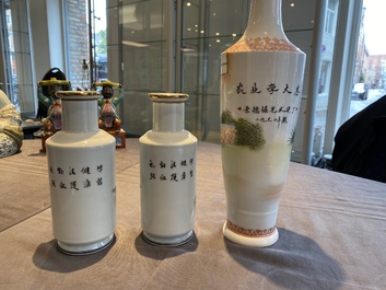 Three Chinese vases with Cultural Revolution design, one dated 1972