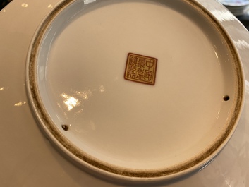 Three Chinese Cultural Revolution dishes, signed Wang Xiaofan 王曉帆, Wu kang 吳康 and Chen Yifang 陳義芳, dated 1957, 1964 and 1966