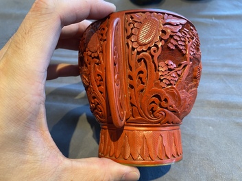 Six Chinese red lacquer pieces with Cultural Revolution design