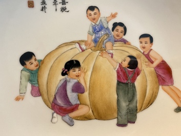 Three Chinese Cultural Revolution dishes, signed Wang Xiaofan 王曉帆, Wu kang 吳康 and Chen Yifang 陳義芳, dated 1957, 1964 and 1966
