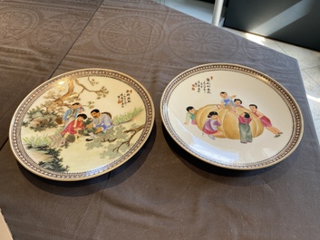 Three Chinese Cultural Revolution dishes, signed Wang Xiaofan 王曉帆, Wu kang 吳康 and Chen Yifang 陳義芳, dated 1957, 1964 and 1966