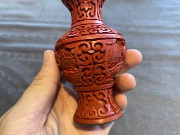 Six Chinese red lacquer pieces with Cultural Revolution design
