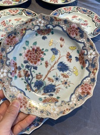 Drie paar Chinese famille rose borden, Qianlong