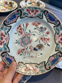 Drie paar Chinese famille rose borden, Qianlong