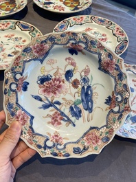 Drie paar Chinese famille rose borden, Qianlong
