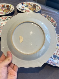 Drie paar Chinese famille rose borden, Qianlong